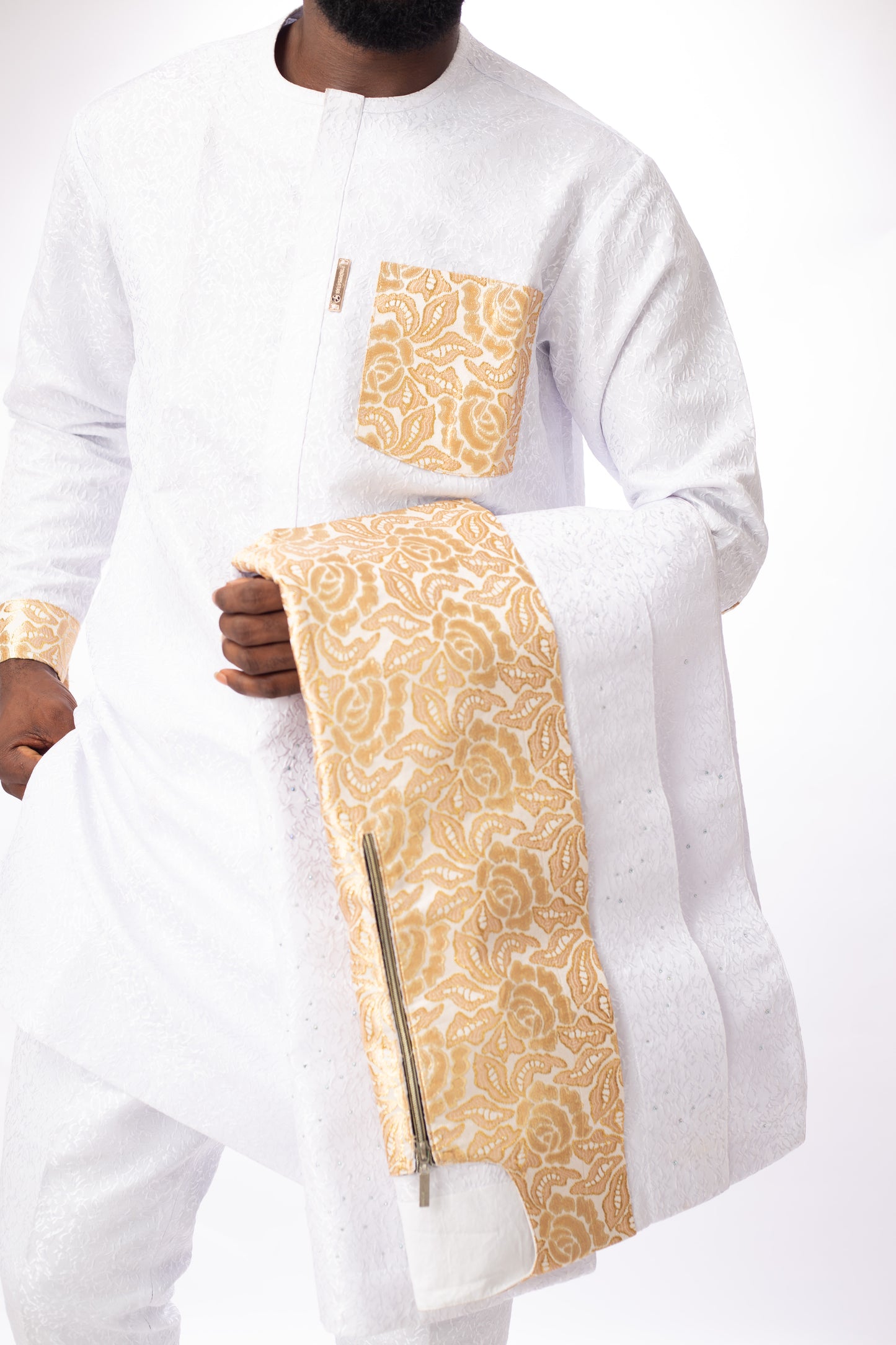 African Men`s Clothing Embroidery Agbada Shirts Pants And Hats 3 Piece