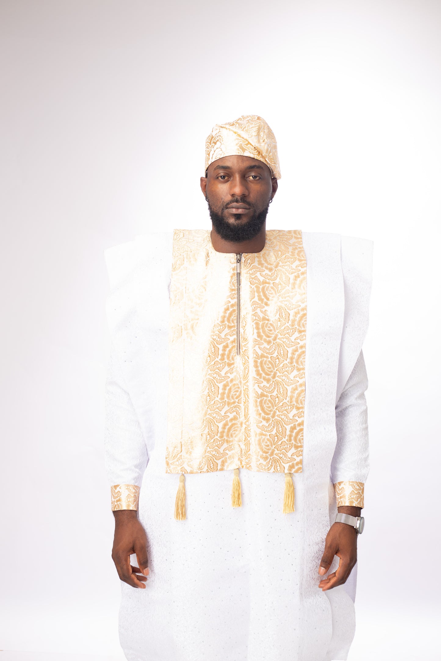 African Men`s Clothing Embroidery Agbada Shirts Pants And Hats 3 Piece