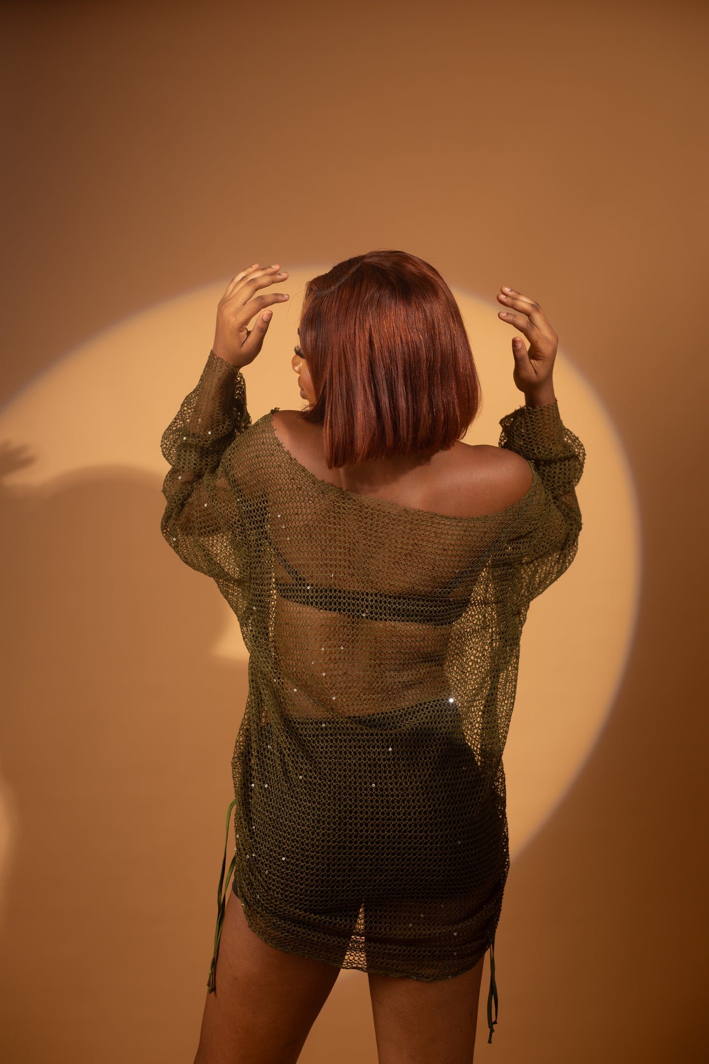 Unisex Sheer Fishnet Top Sexy Long Sleeve T-shirt {women)