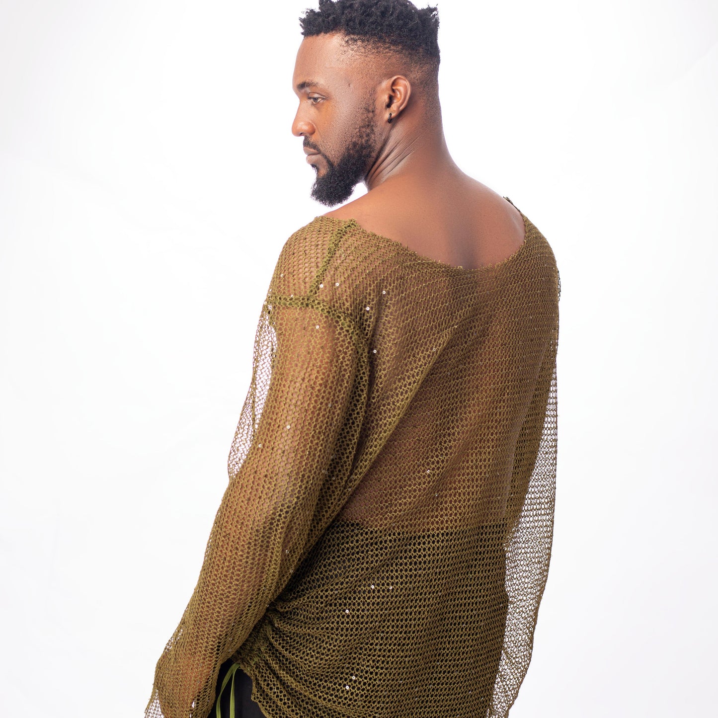 Unisex Sheer Fishnet Top Sexy Long Sleeve  T-shirt