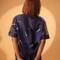 Women's Sheer See Through Short Sleeve Mesh Top Blouse With White Feather