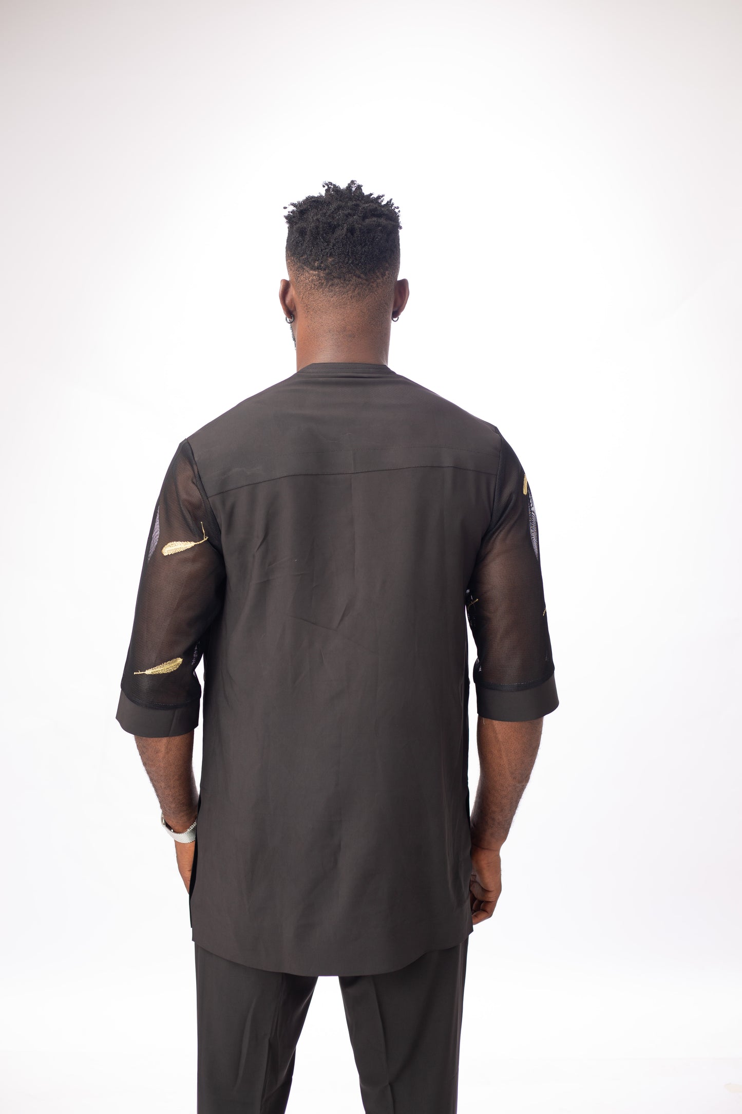 Men's Senator Native Wear (black With See-through Design Short Sleeve)
