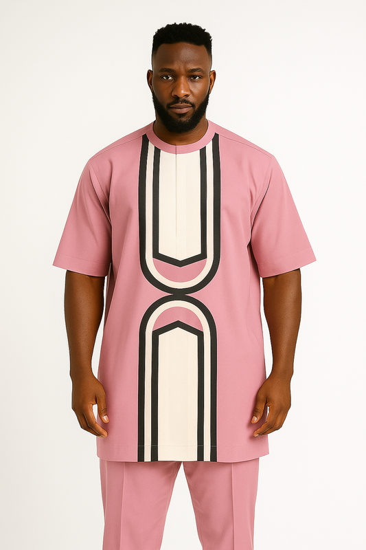 Plain Pink Senator with a custom design with Top and Pants.