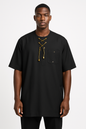 Plain black senator wear with a neck lace design