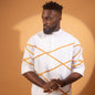 Men's Senator Native Wear (off White With Gold Mat Line Design Short Sleeve)
